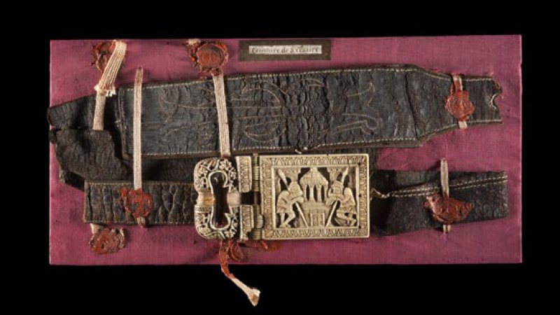 Relic (belt) of St Caesarius (470-542), Bishop of Arles (http://fsspx.news/en/news-events/news/relics-st-caesarius-be-display-during-special-vatican-exhibition)