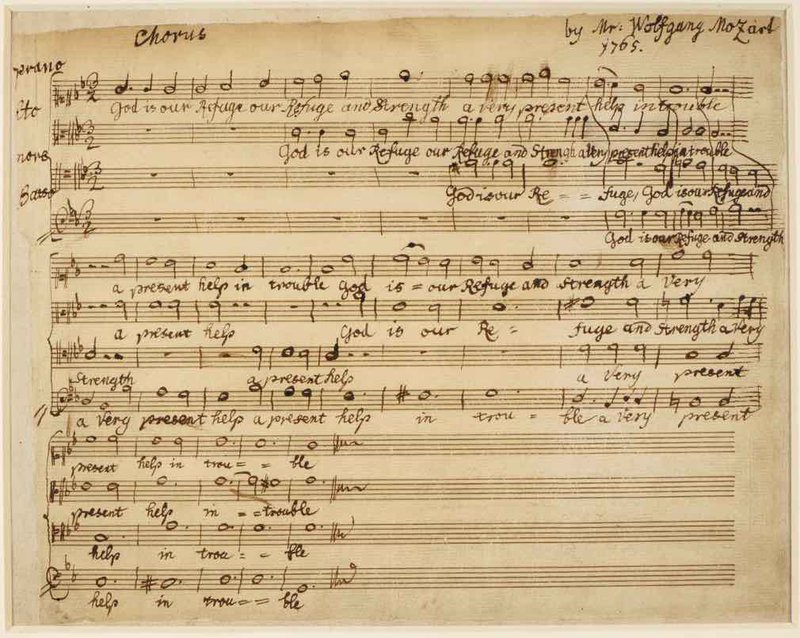 W. A. Mozart, God is our Refuge K20, autograph manuscript