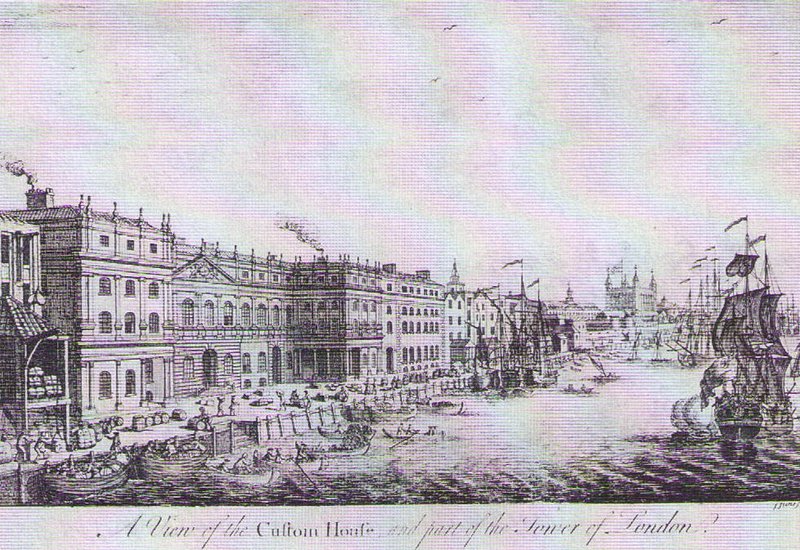 A View of the Custom House, and part of the Tower of London