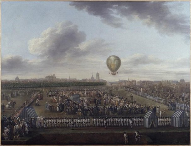 Louis Joseph Watteau, La 14e expérience aérostatique de Monsieur Blanchard, Lille, 26 août 1785 ( Lille, musée de l'hospice Comtesse)