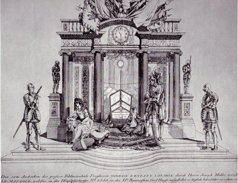 “Das zum Andenken des grossen Feldmarchals Freyheren GIDEON ERNEST V. LOUDON durch Herrn Joseph Müller erreichtete MAUSOLE'. Engraving, Vienna 1791