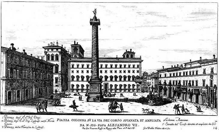 Giovanni Battista Falda, Piazza Colonna (including the Chigi Palace), c1665.jpg